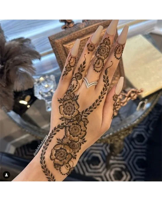 Chain Inspired Luxurious Back Hand Mehndi Design Chain Inspired Luxurious Back Hand Mehndi Design